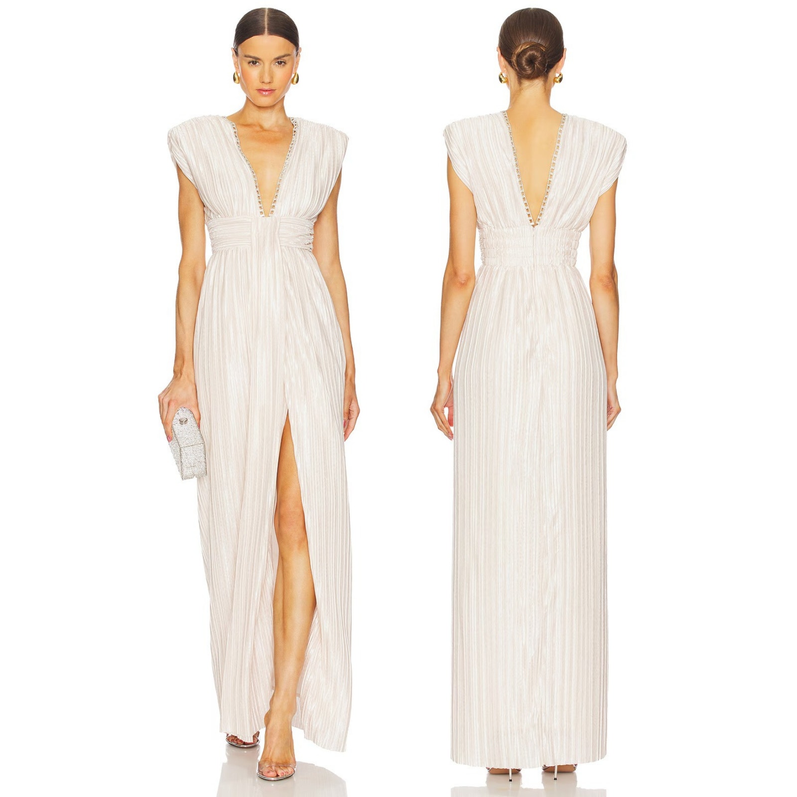Sabina Musayev Leone Maxi Dress Crystal Formal Wedding Bridal Party Graduation S